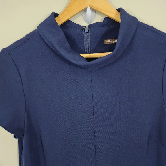 J.McLaughlin navy Leila Swing Dress in Navy Womens XS mock neck mod - Picture 9 of 12